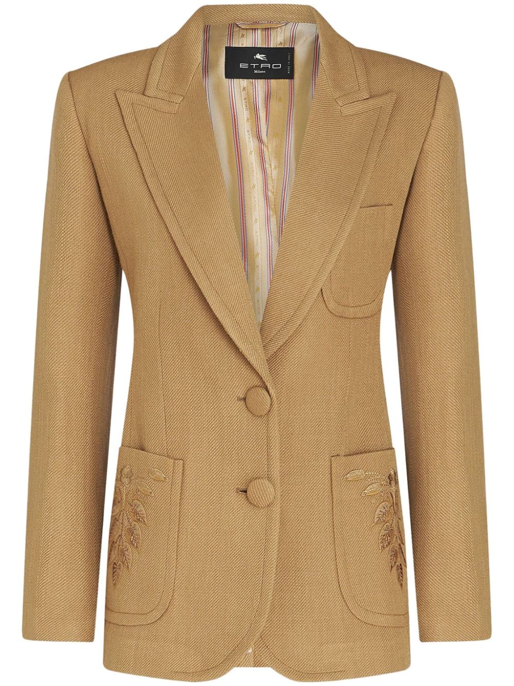 ETRO embroidered-detail single-breast blazer - Brown von ETRO