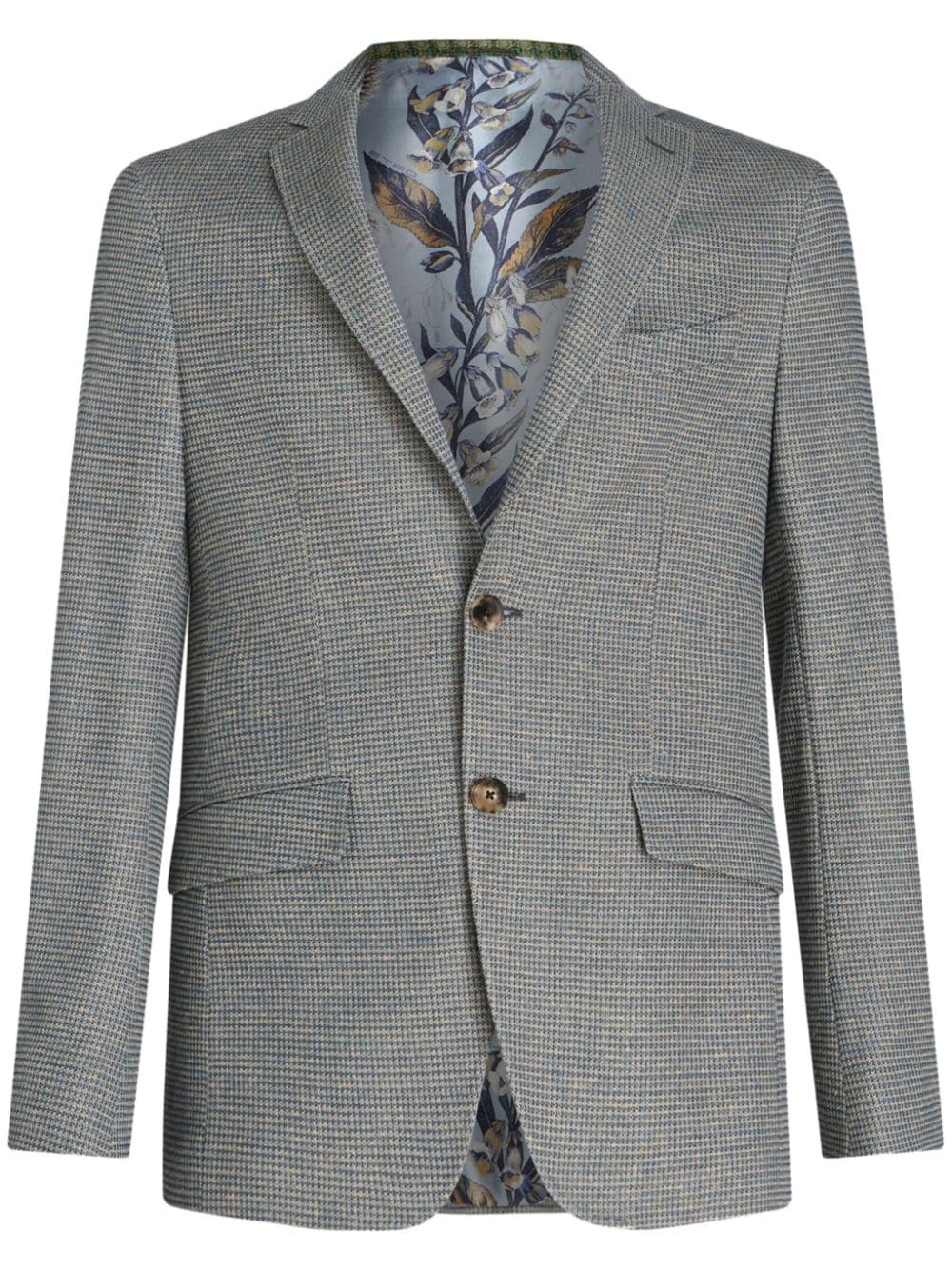 ETRO fine-checked single-breasted blazer - Blue von ETRO