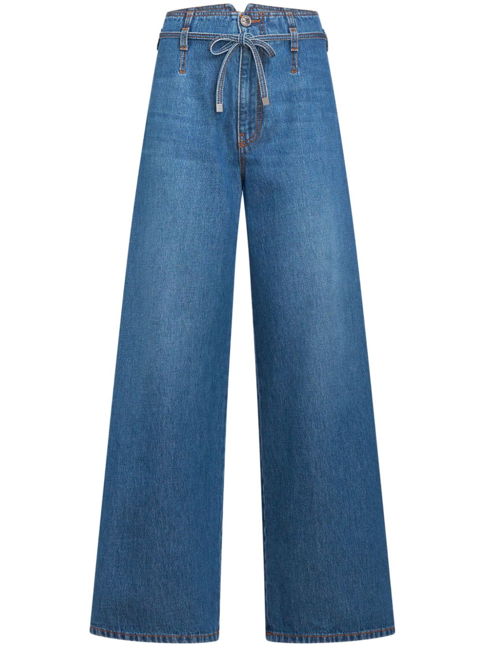 ETRO floral-embroidered belted jeans - Blue von ETRO