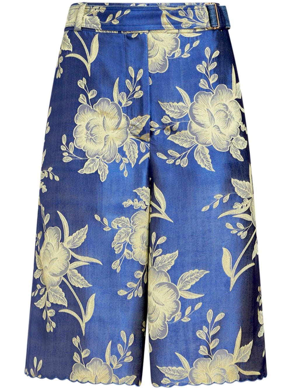 ETRO floral-jacquard belted shorts - Blue von ETRO