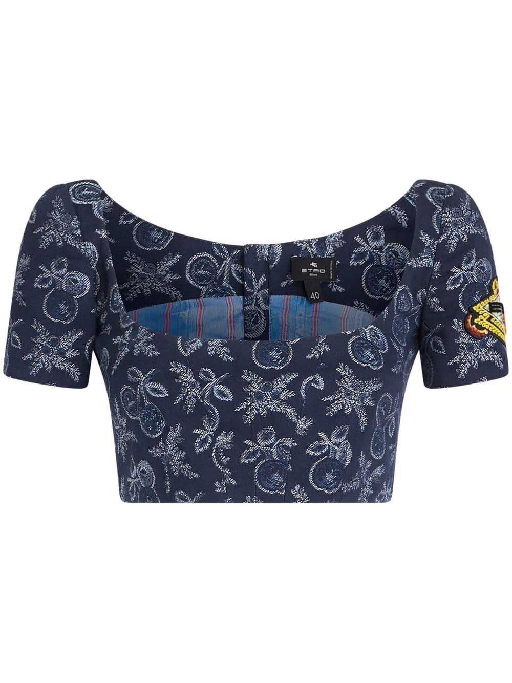 ETRO floral-jacquard crop top - Blue von ETRO