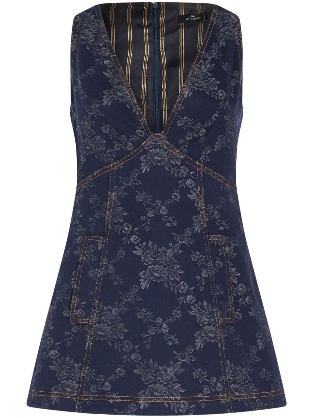 ETRO floral-jacquard denim minidress - Blue von ETRO