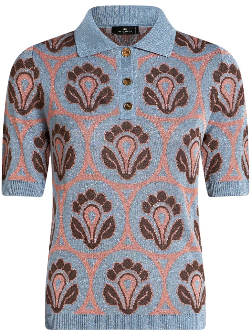 ETRO floral-jacquard knitted polo top - Blue von ETRO