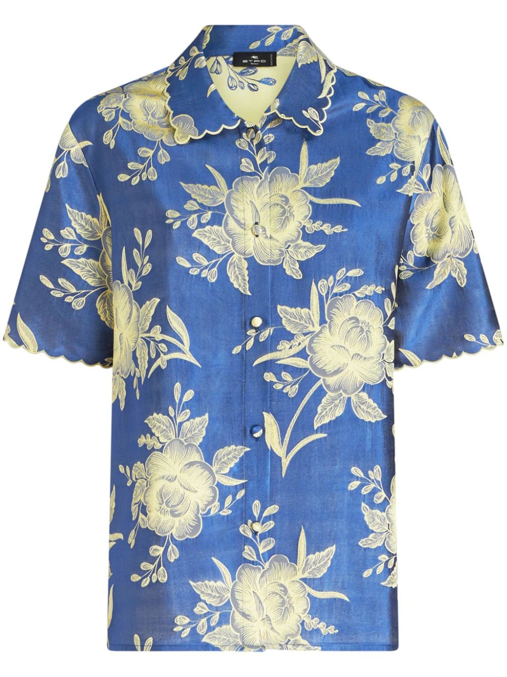 ETRO floral-jacquard scalloped-hem shirt - Blue von ETRO