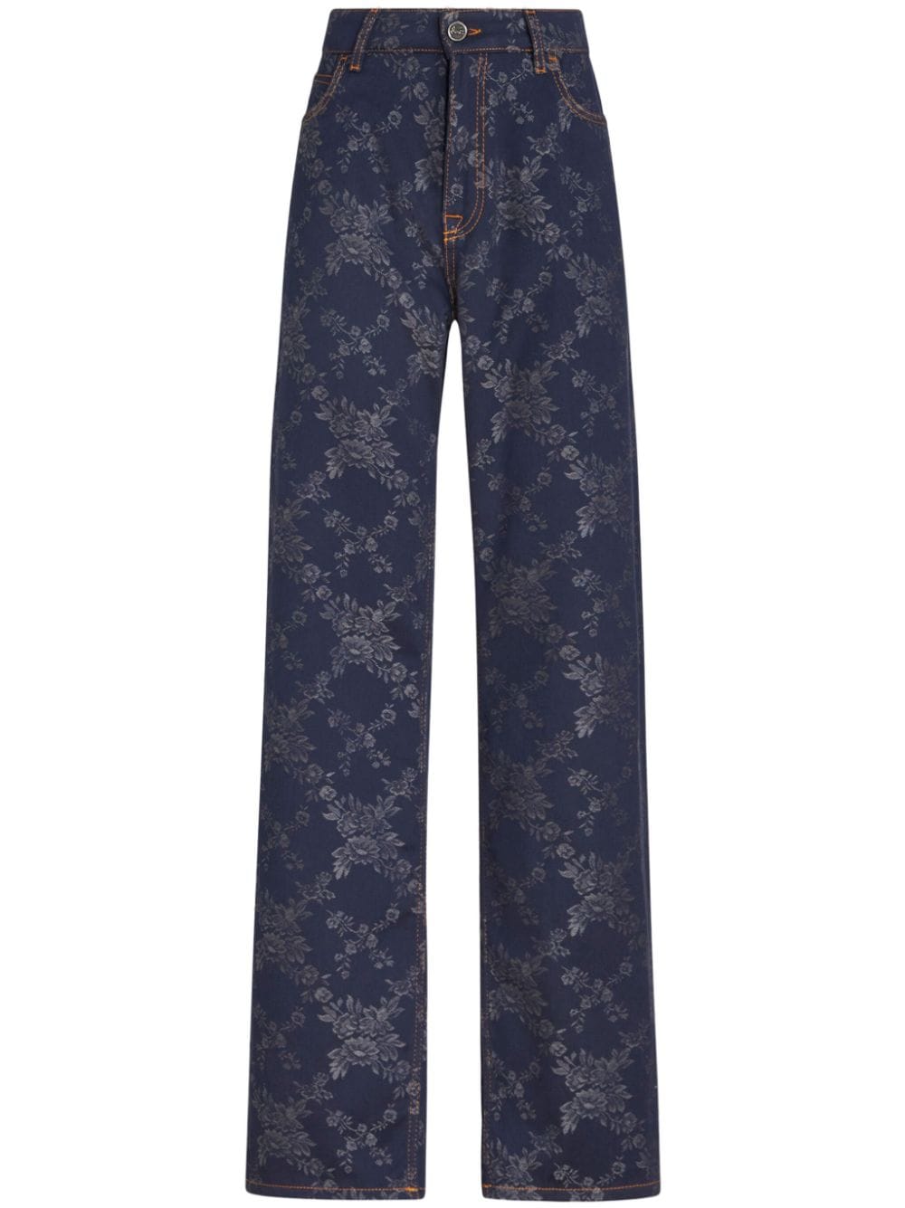 ETRO floral-jacquard straight-leg jeans - Blue von ETRO