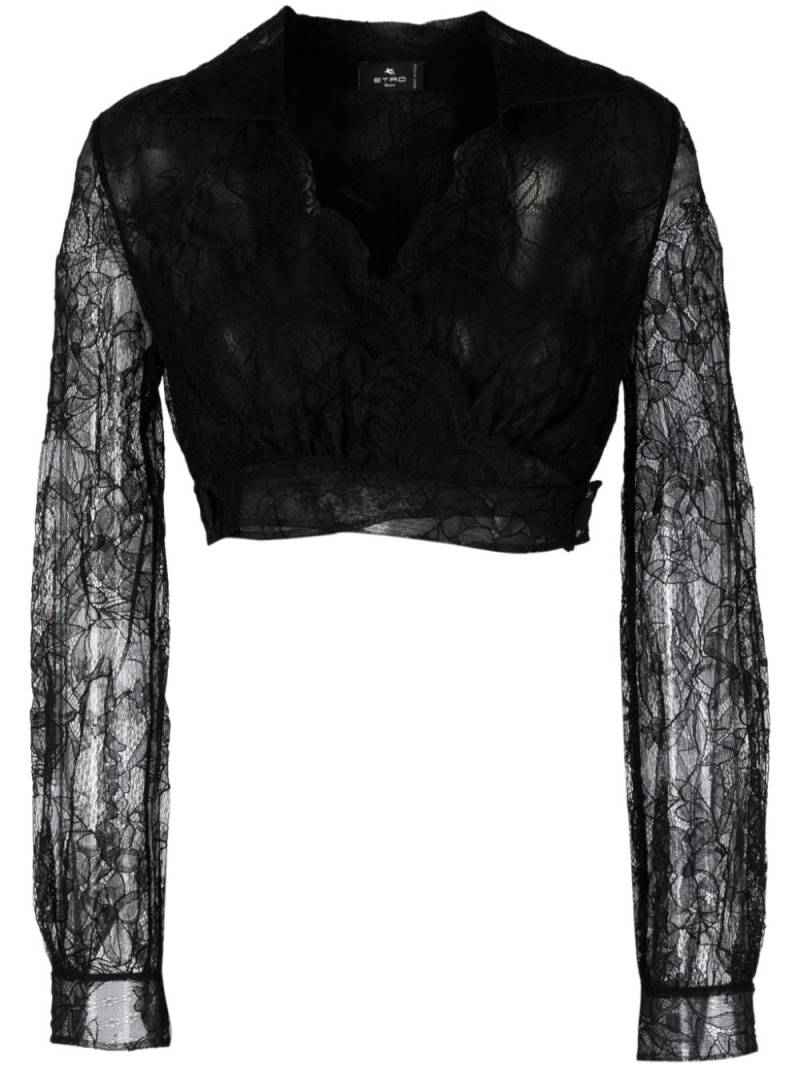 ETRO floral-lace cropped blouse - Black von ETRO