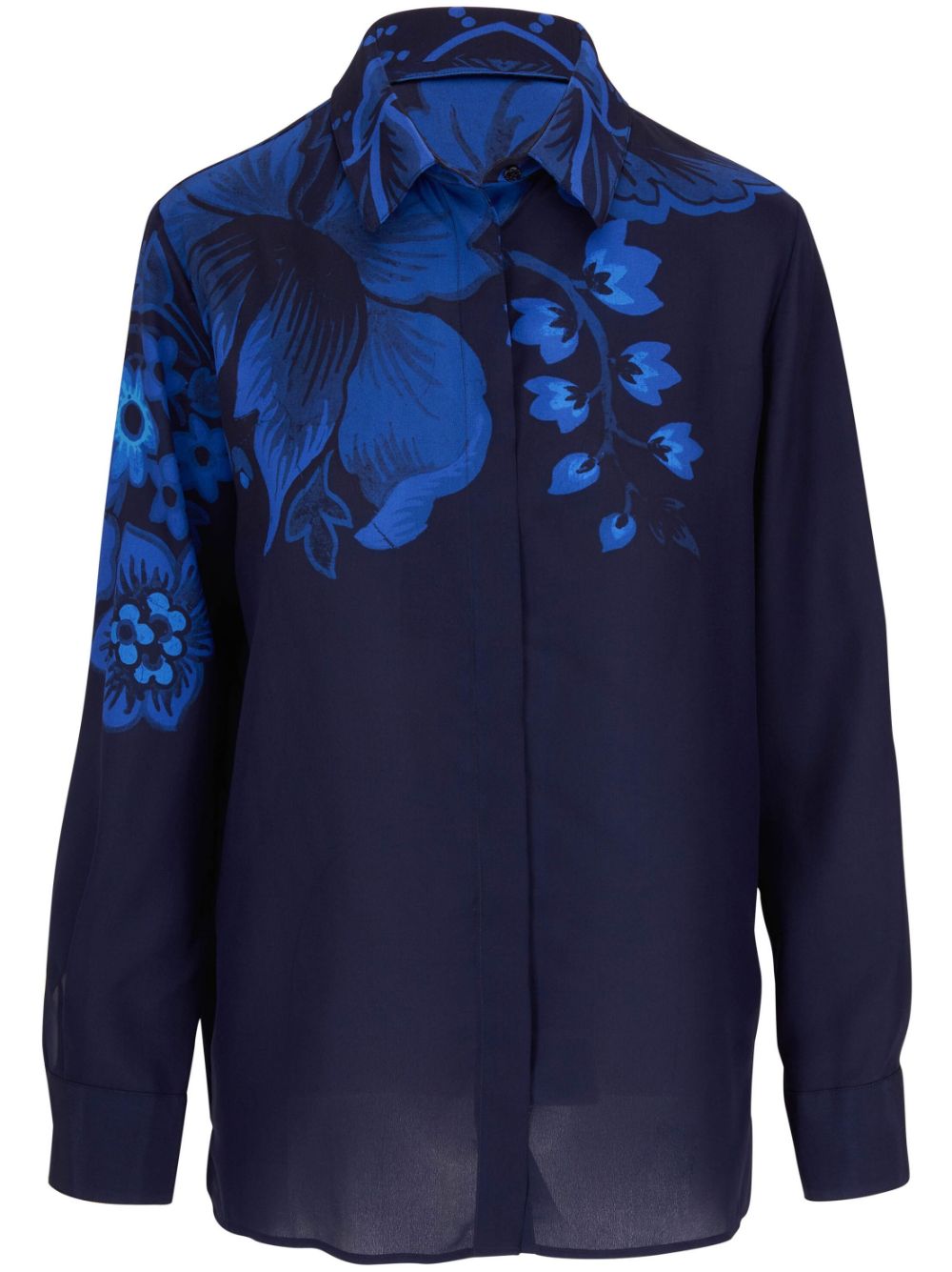 ETRO floral-print button-down silk shirt - Blue von ETRO