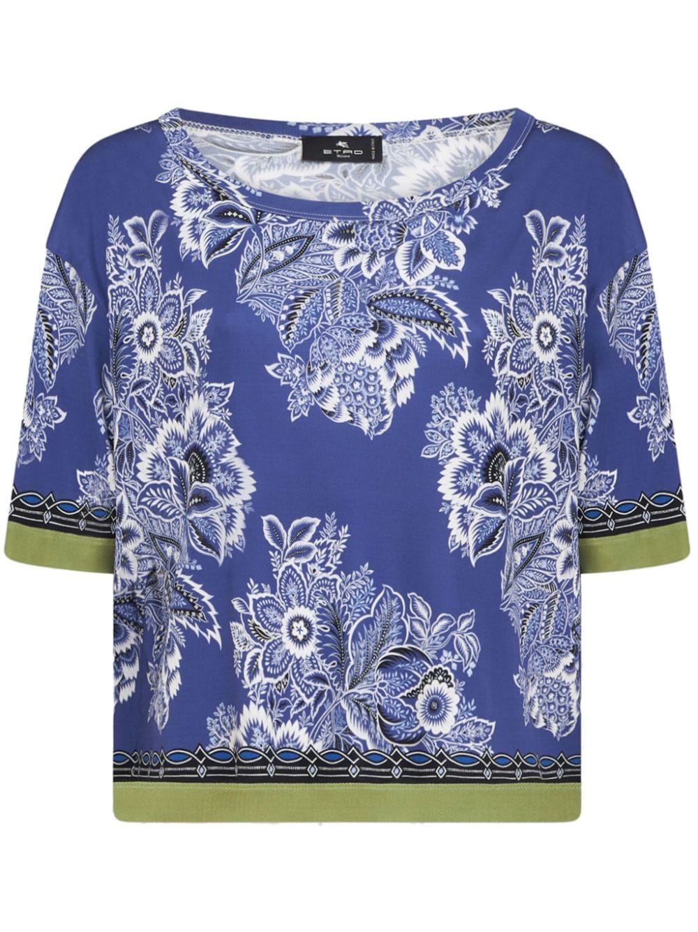 ETRO floral-print contrasting-trim blouse - Blue von ETRO