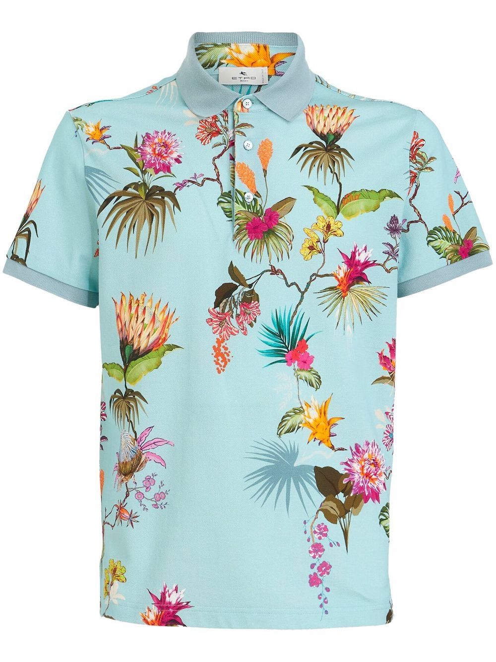 ETRO floral-print cotton polo shirt - Blue von ETRO