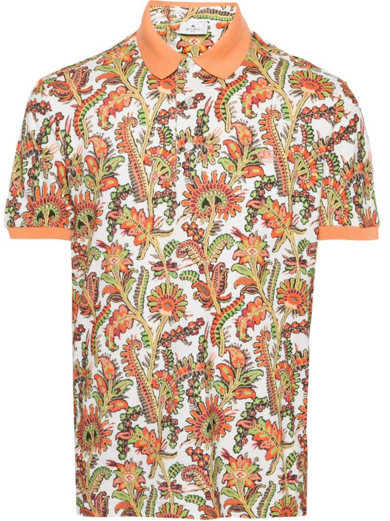 ETRO floral-print cotton polo shirt - Orange von ETRO
