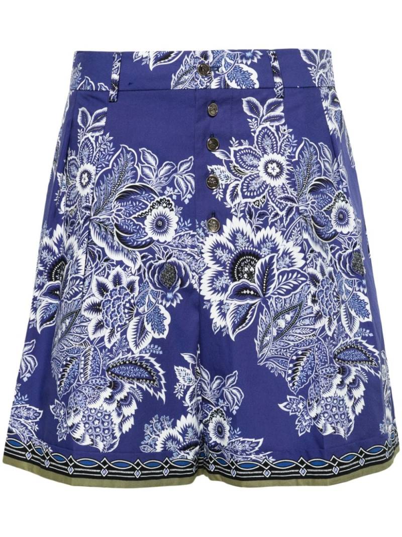 ETRO floral-print high-waisted shorts - Blue von ETRO