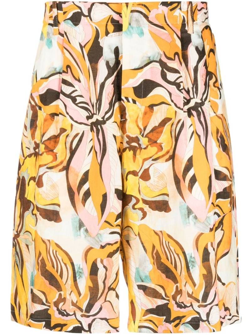 ETRO floral-print linen shorts - Orange von ETRO