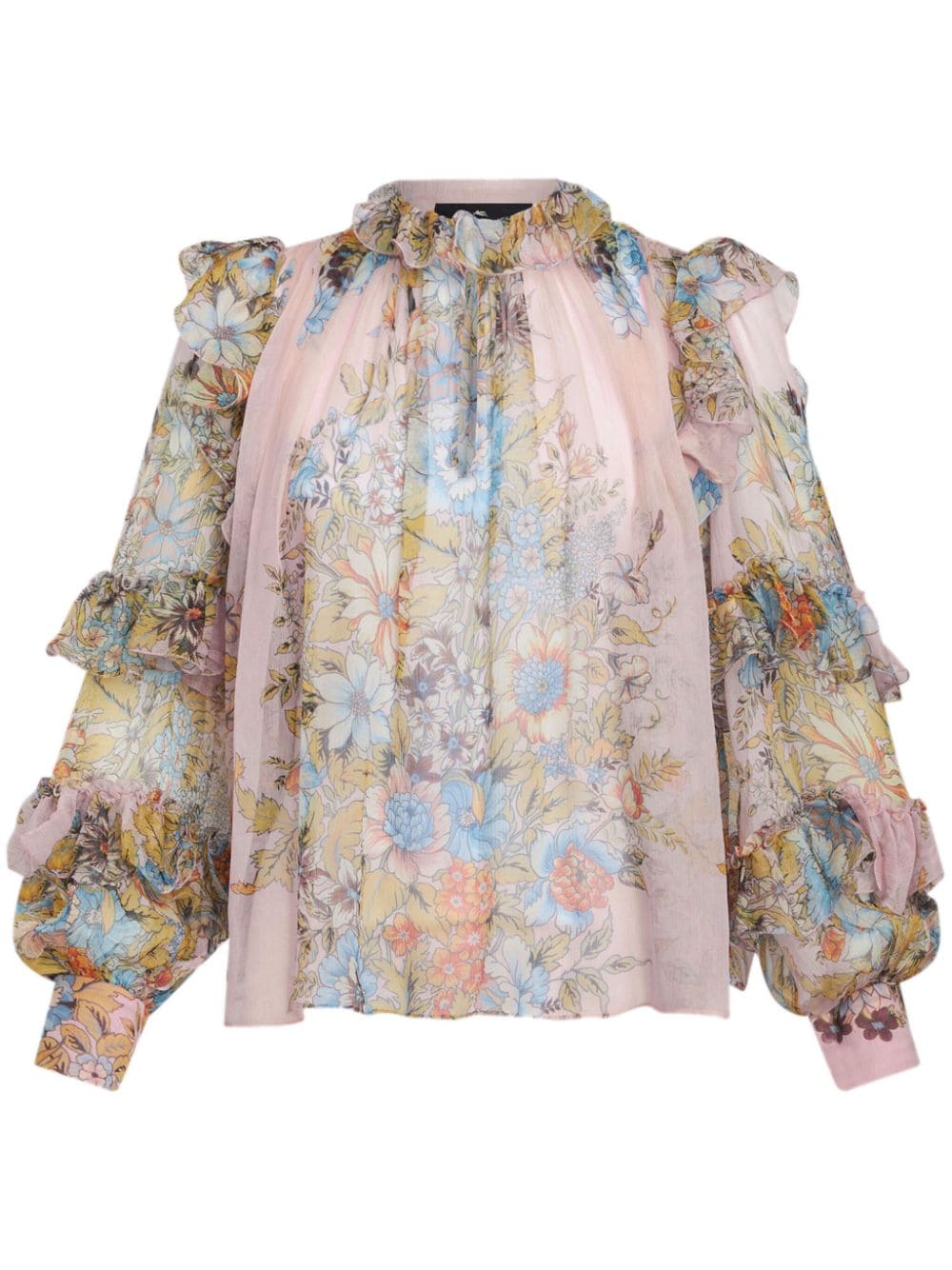 ETRO floral-print ruffled silk blouse - Pink von ETRO