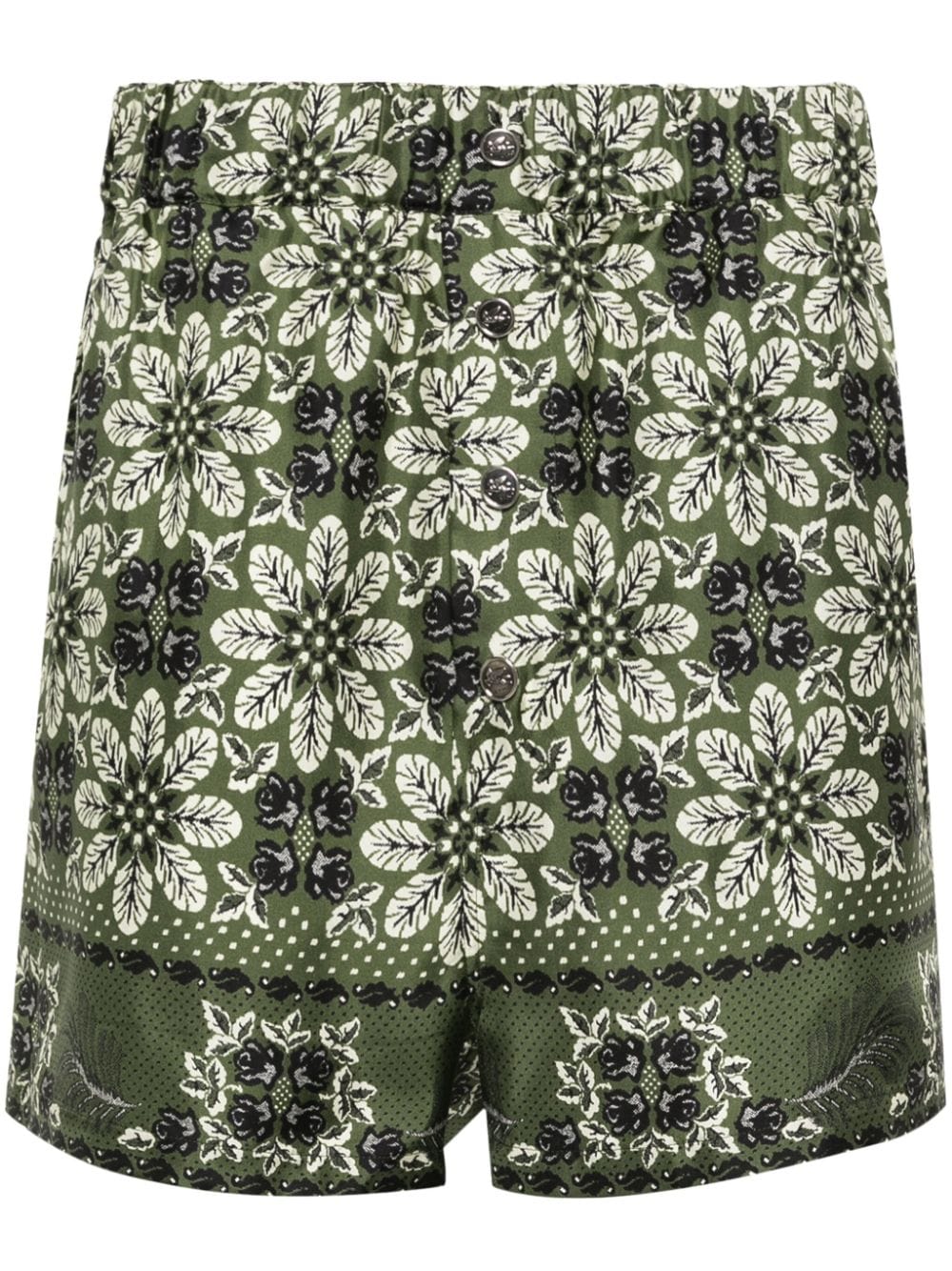 ETRO floral-print silk shorts - Green von ETRO