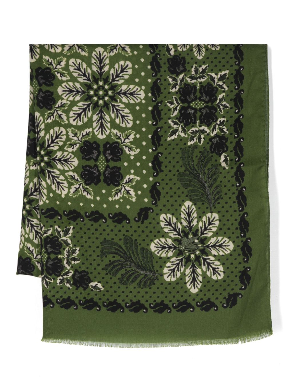 ETRO floral-print wool scarf - Green von ETRO