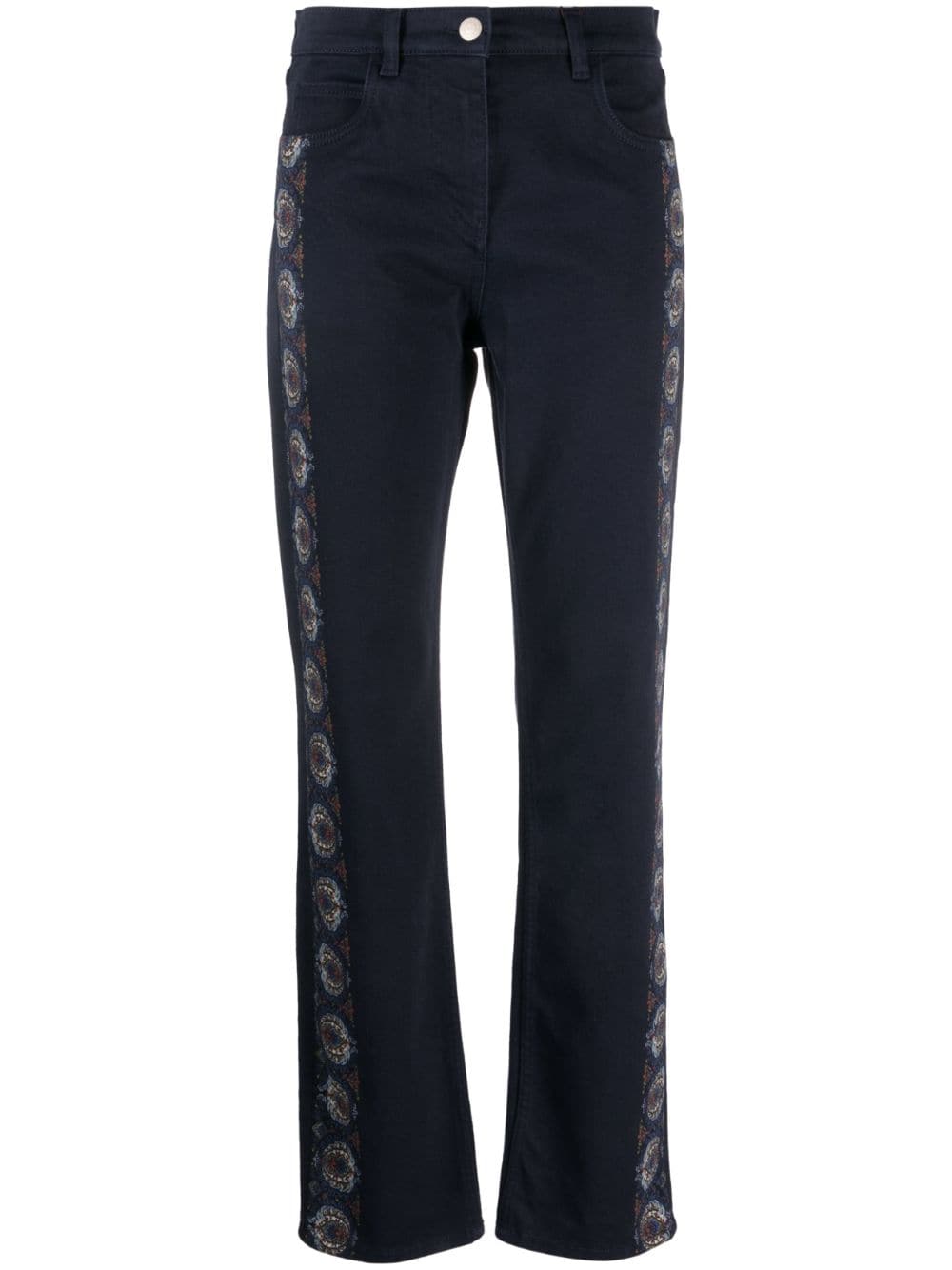 ETRO floral-stripes straight-leg jeans - Blue von ETRO