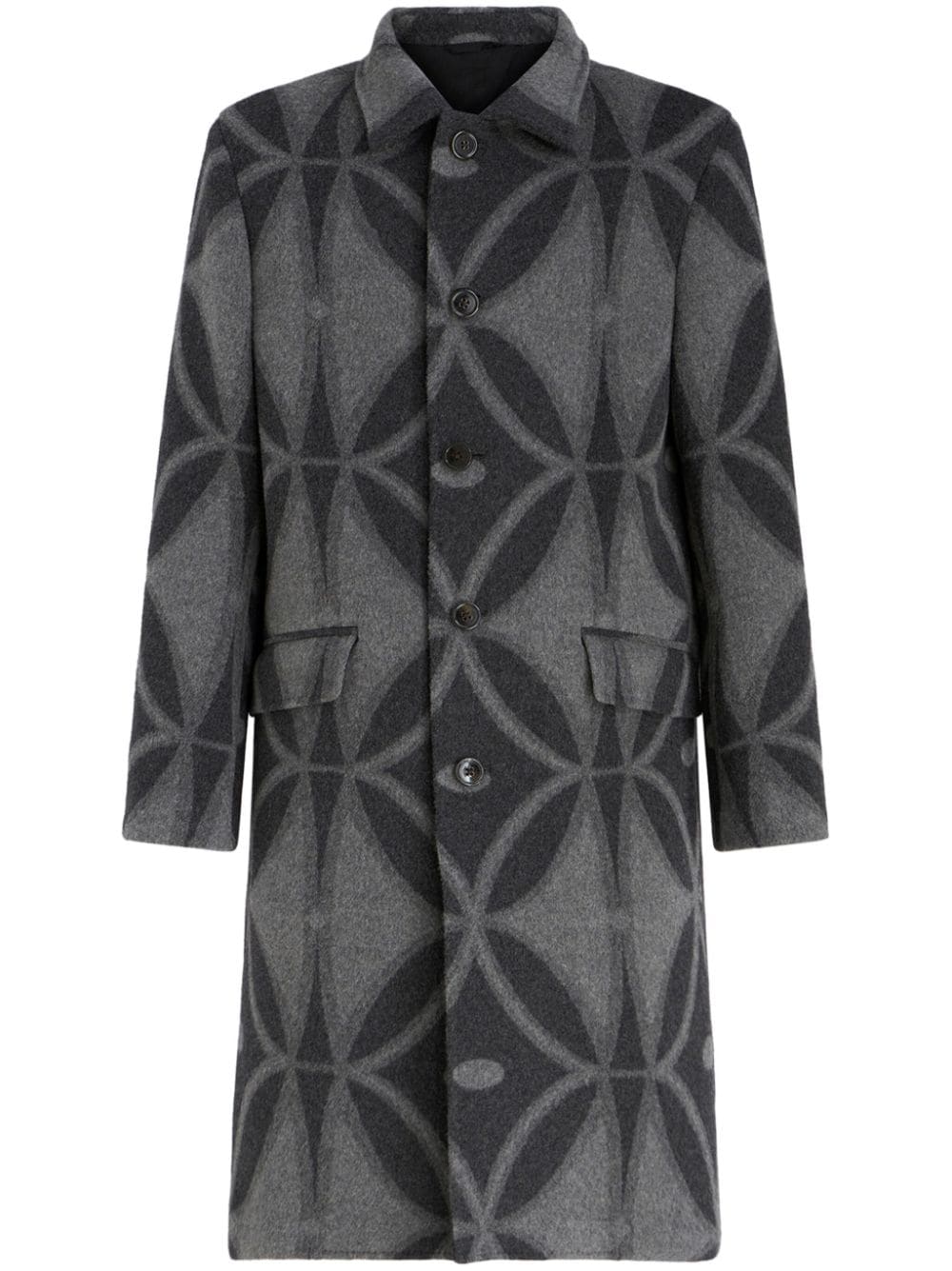 ETRO geometric-jacquard wool coat - Grey von ETRO