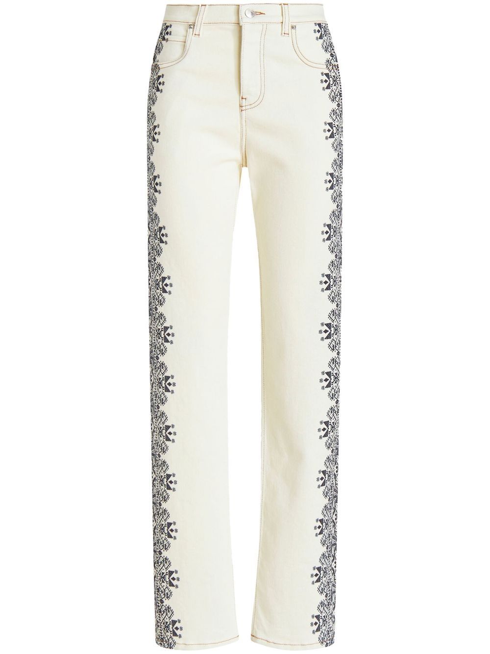 ETRO geometric-print denim trousers - White von ETRO