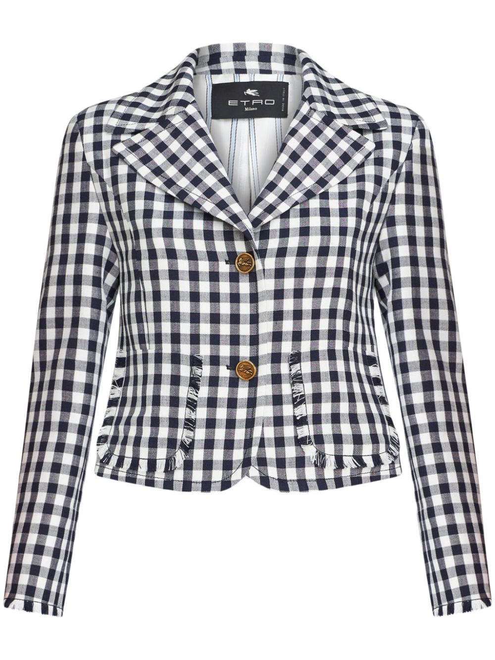 ETRO gingham-check short jacket - Blue von ETRO