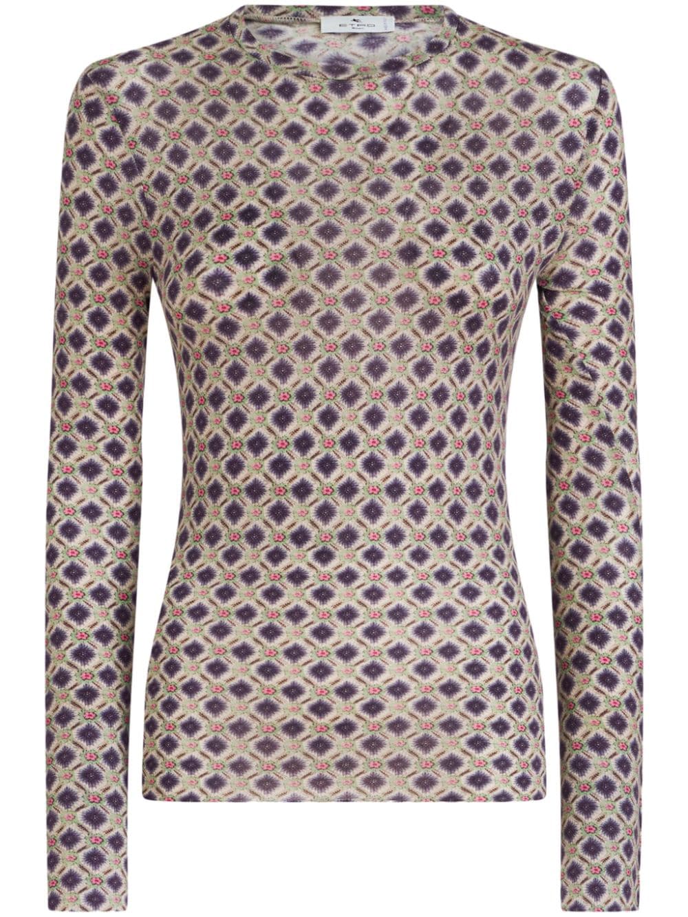 ETRO graphic-print knitted top - Blue von ETRO