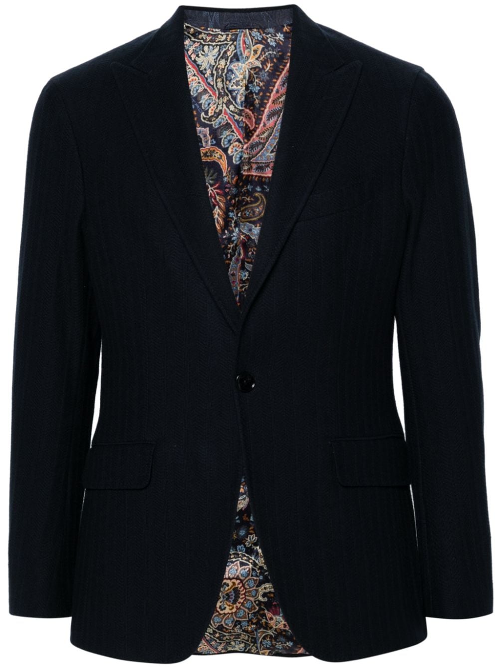 ETRO herringbone-pattern cotton blazer - Blue von ETRO