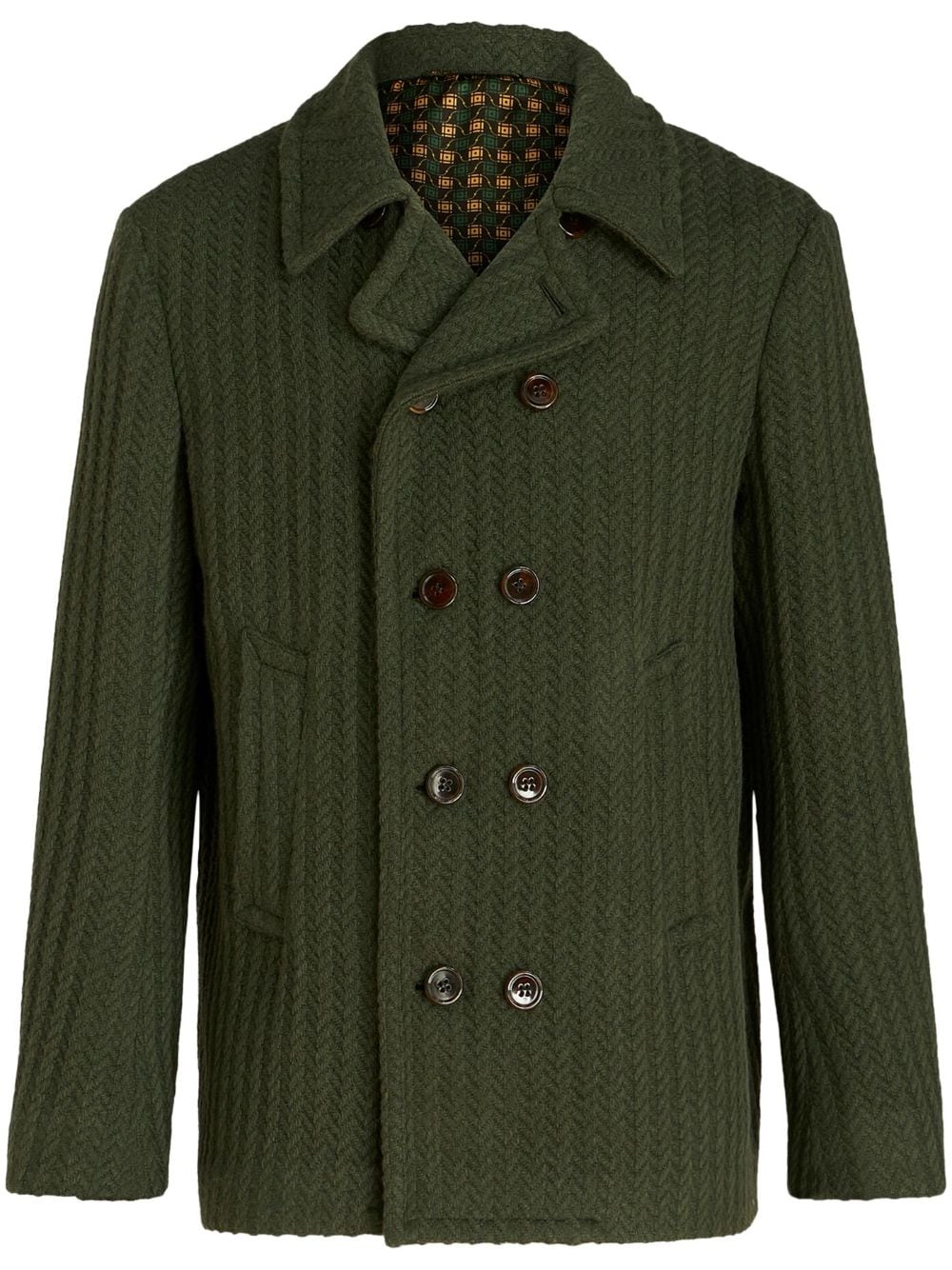 ETRO herringbone-pattern double-breasted jacket - Green von ETRO