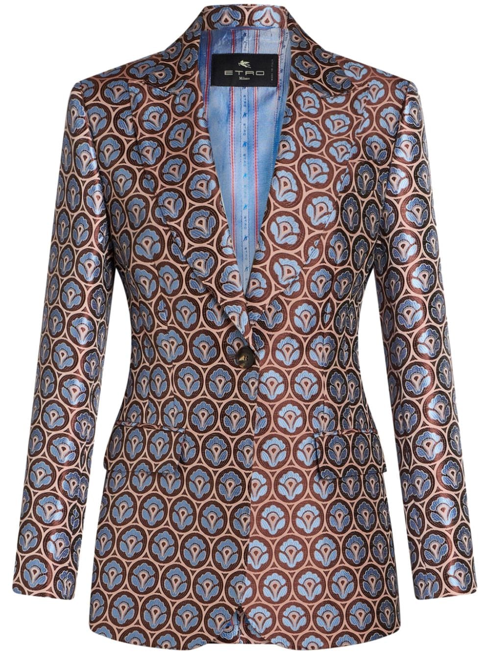 ETRO jacquard single-breasted blazer - Blue von ETRO