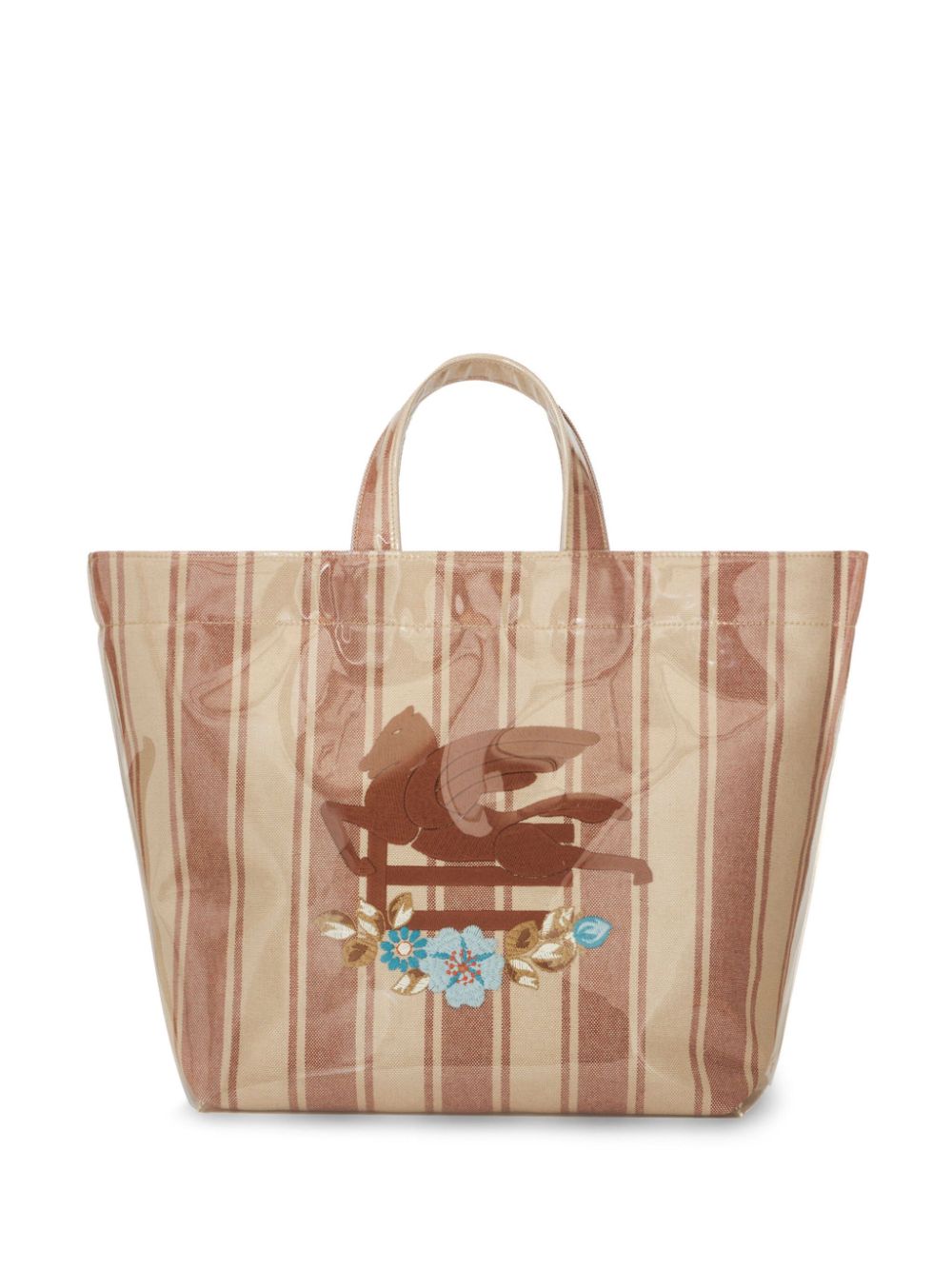 ETRO large Pegaso-motif striped-jacquard tote bag - Brown von ETRO