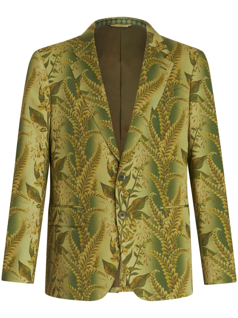 ETRO leaf-print single-breasted blazer - Green von ETRO