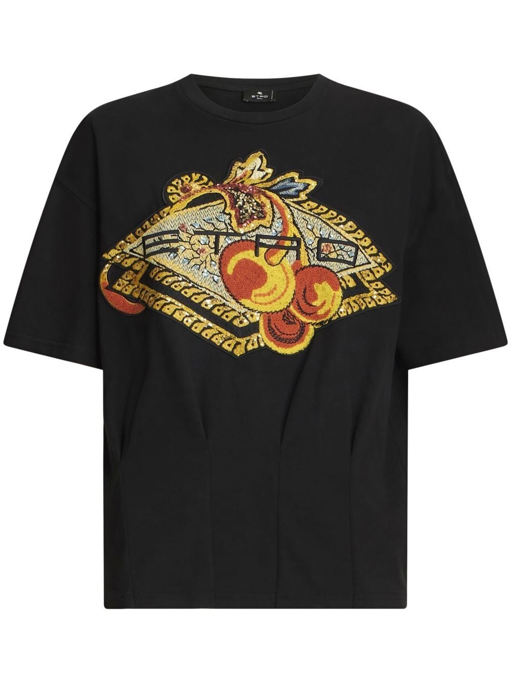 ETRO logo-appliqué cotton T-shirt - Black von ETRO