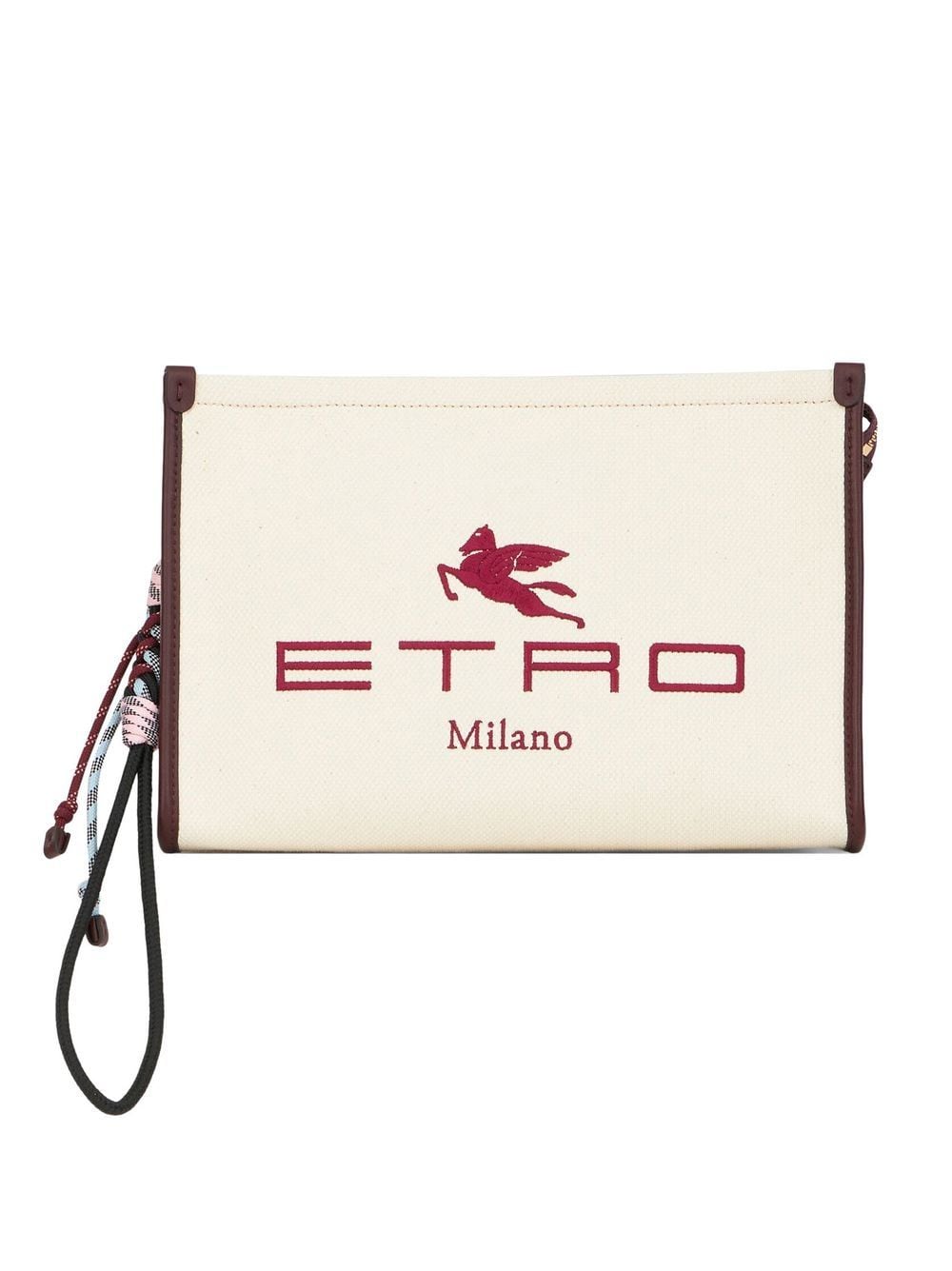 ETRO logo-detail zipped clutch bag - Neutrals von ETRO
