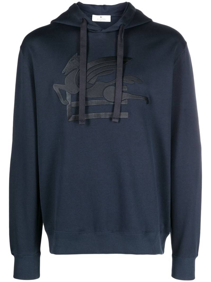 ETRO logo-embroidered cotton hoodie - Blue von ETRO