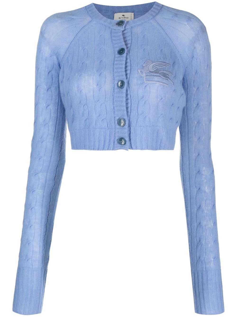 ETRO logo-embroidered cropped cardigan - Blue von ETRO