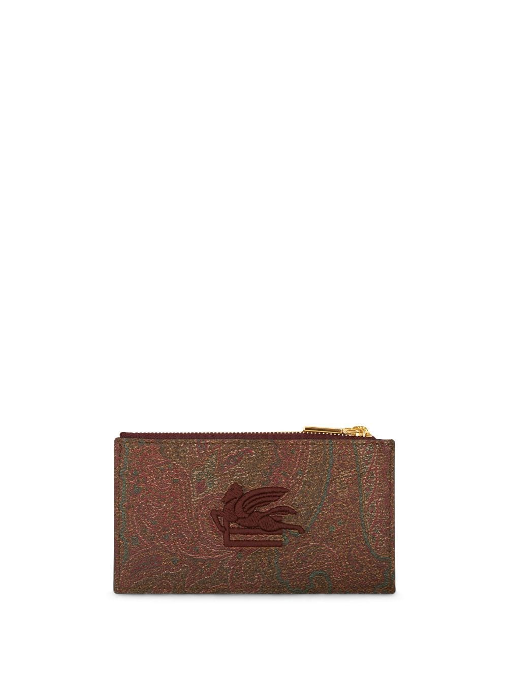 ETRO logo-embroidered jacquard leather wallet - Brown von ETRO