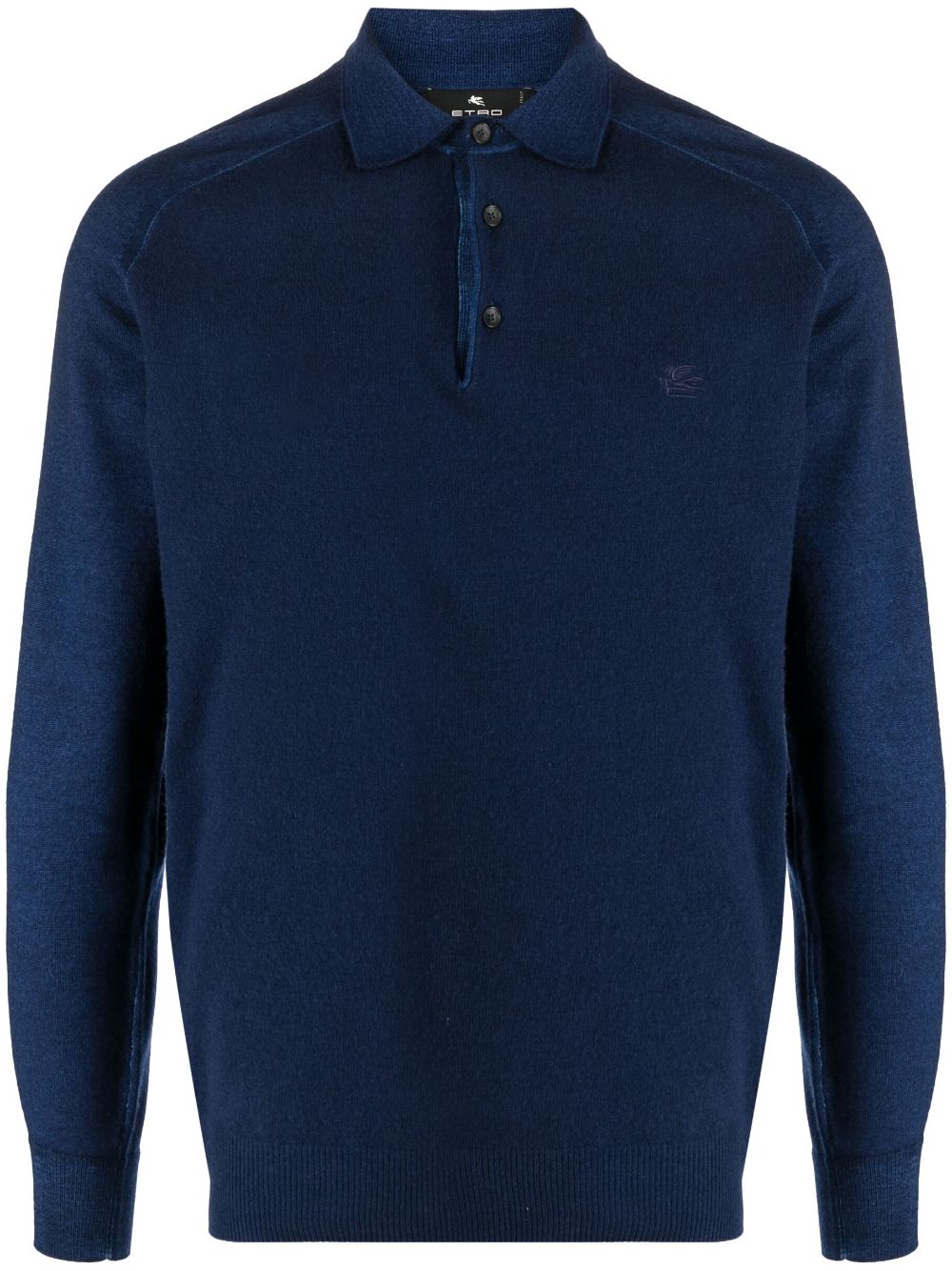 ETRO logo-embroidered long-sleeve polo shirt - Blue von ETRO