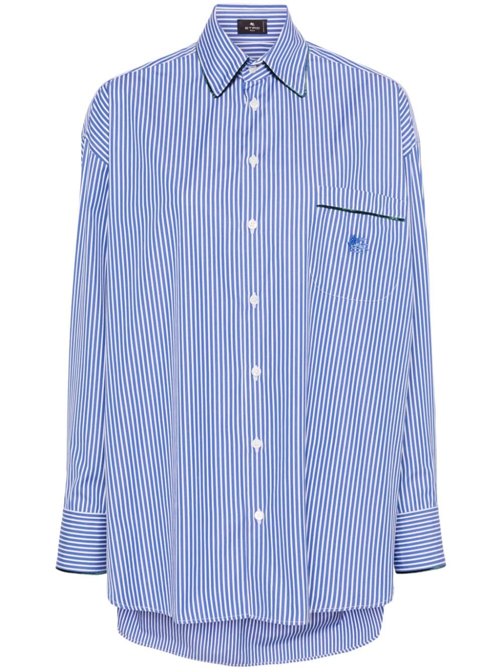 ETRO logo-embroidered striped cotton shirt - Blue von ETRO