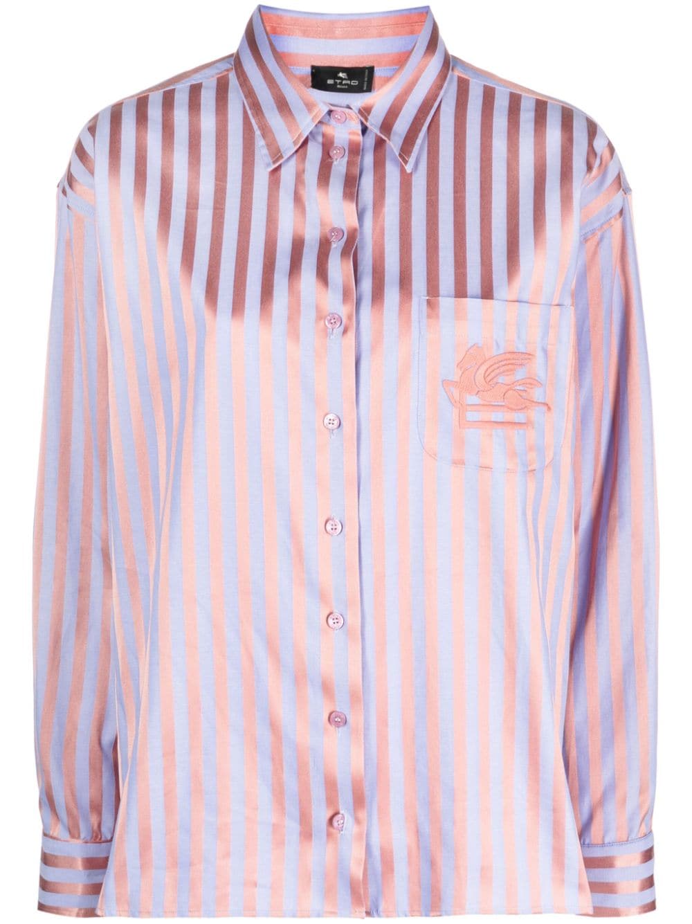 ETRO logo-embroidered striped shirt - Pink von ETRO