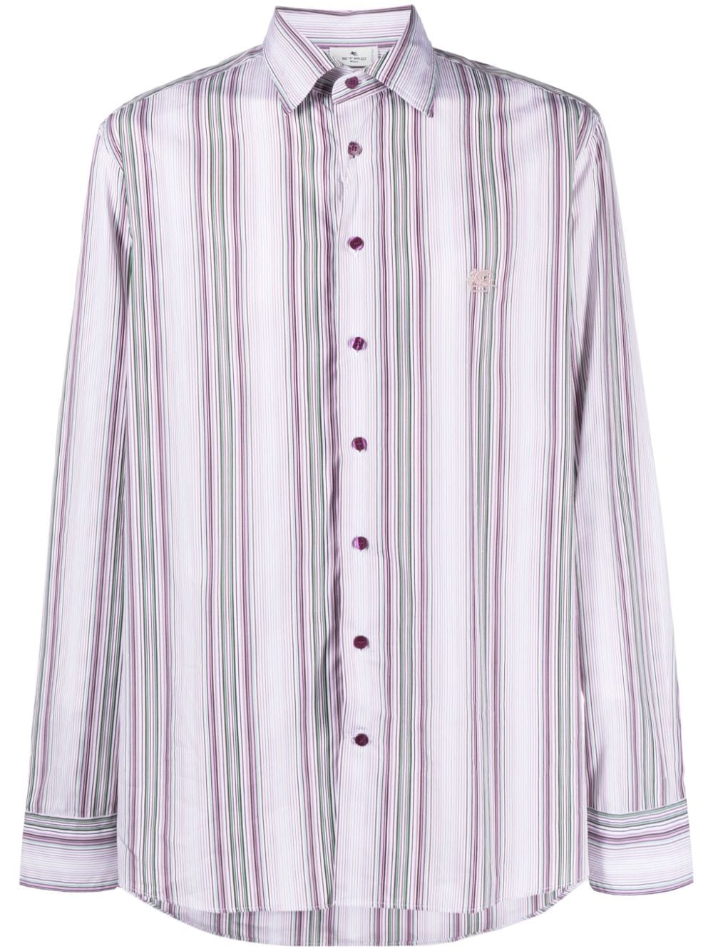 ETRO logo-embroidered striped shirt - Pink von ETRO