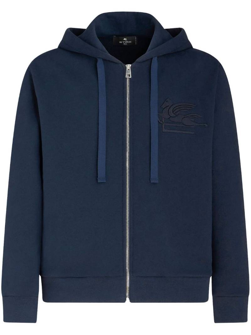 ETRO logo-embroidered zip-up cotton jacket - Blue von ETRO