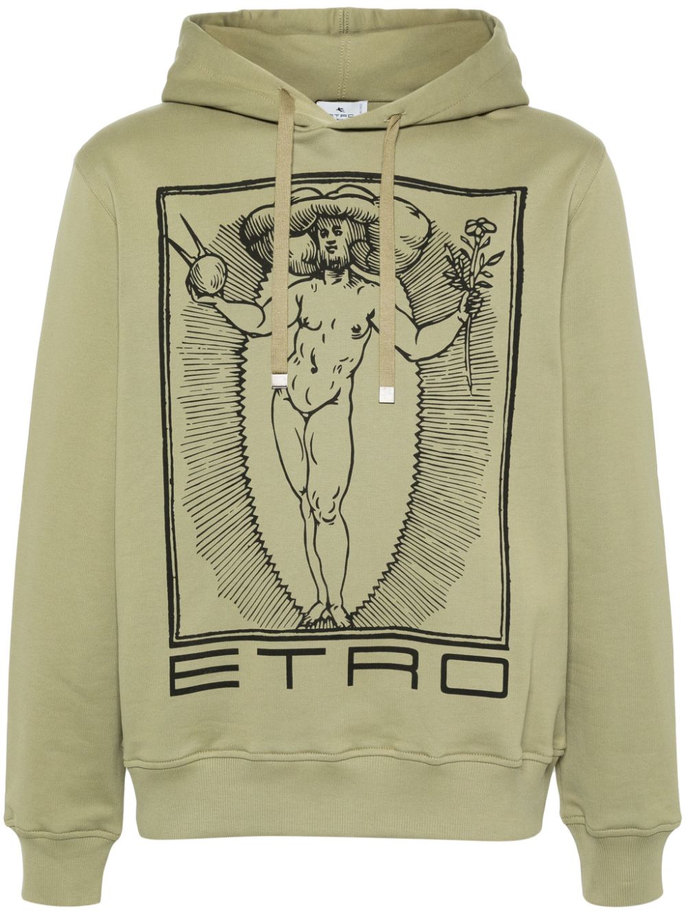 ETRO logo-print cotton hoodie - Green von ETRO