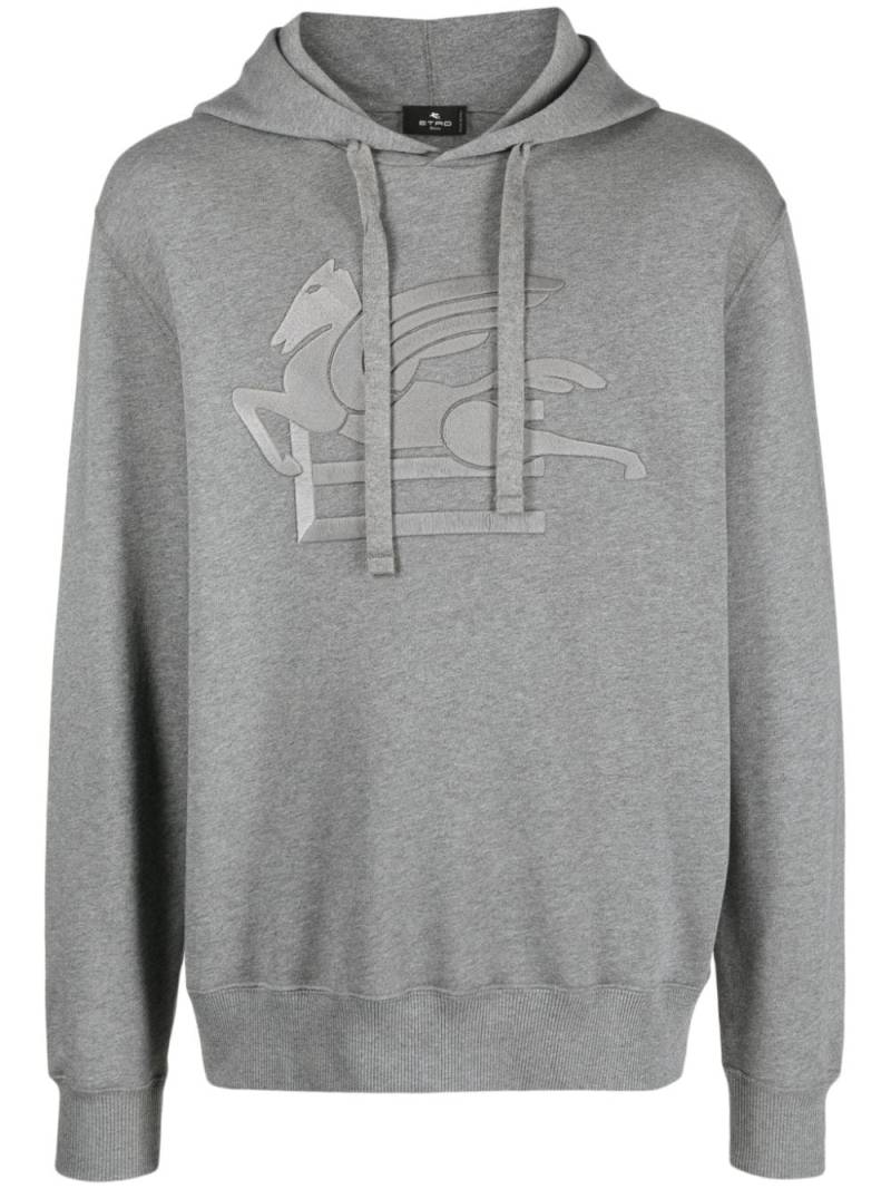 ETRO logo-stamp cotton hoodie - Grey von ETRO