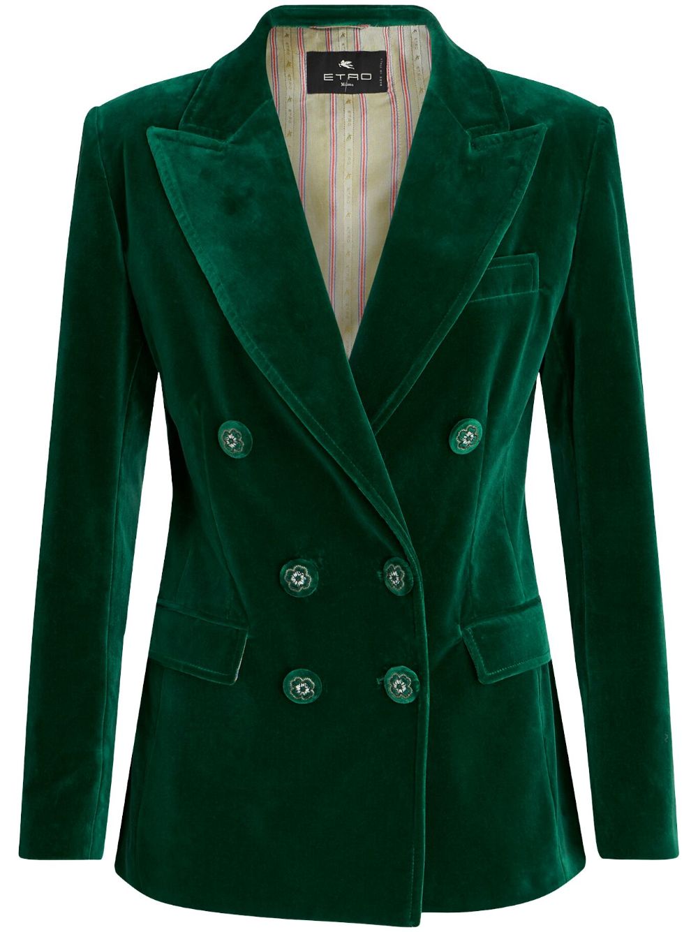 ETRO long-sleeved velvet double-breasted blazer - Green von ETRO