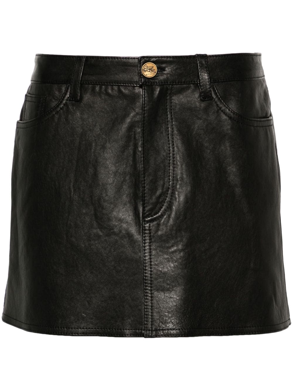 ETRO low-rise leather miniskirt - Black von ETRO