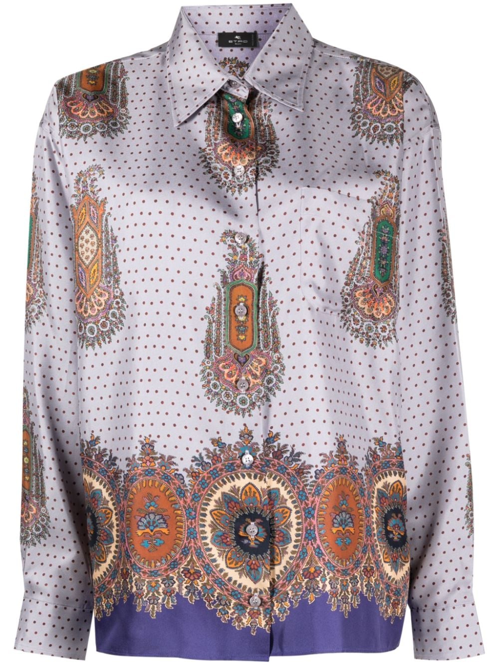 ETRO mix-print pointed-collar silk shirt - Blue von ETRO