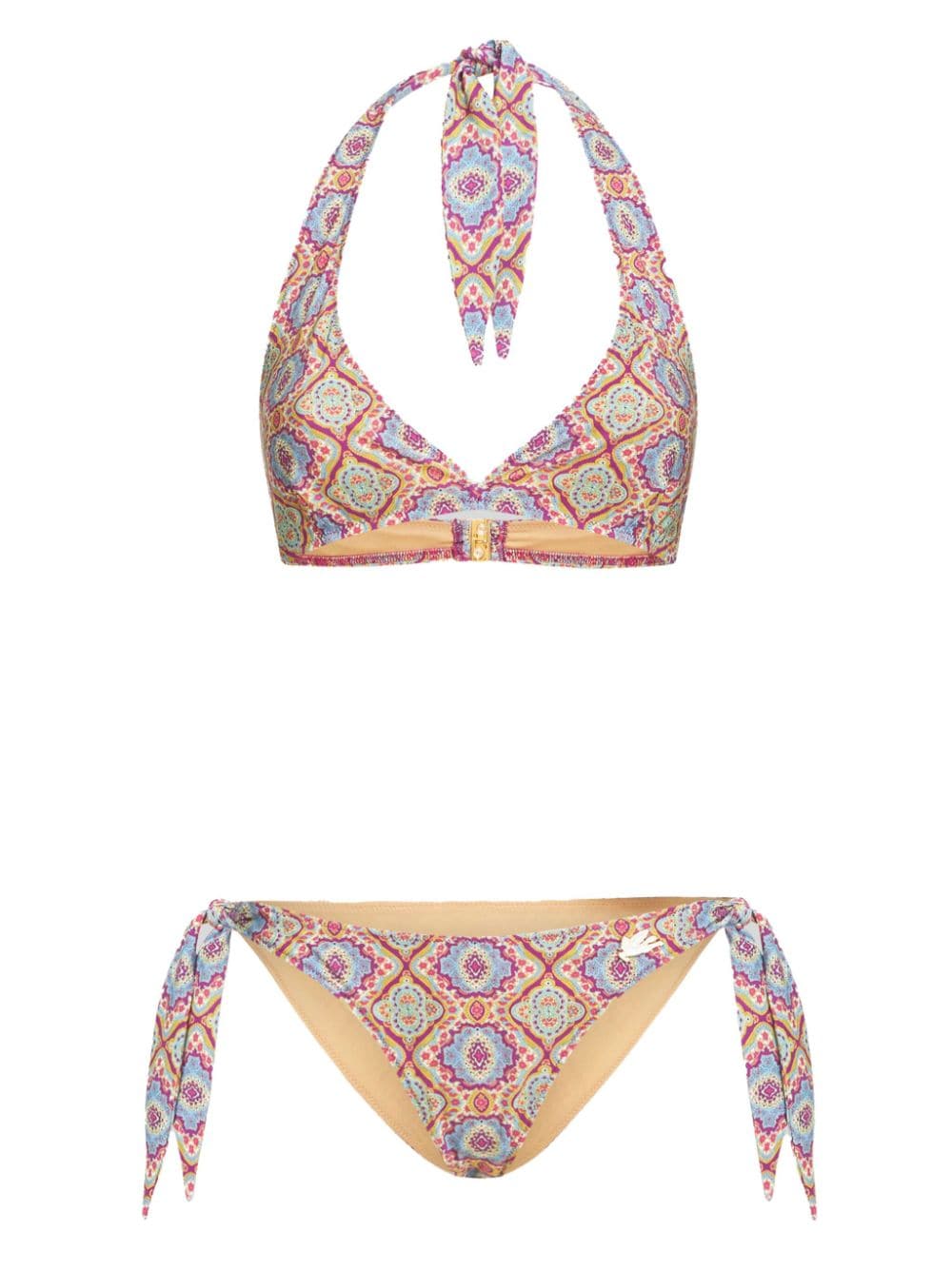 ETRO monogram-print halterneck bikini - Blue von ETRO