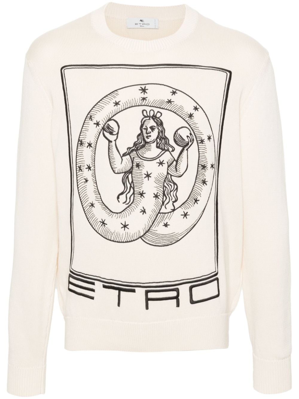 ETRO motif-embroidered cotton jumper - Neutrals von ETRO
