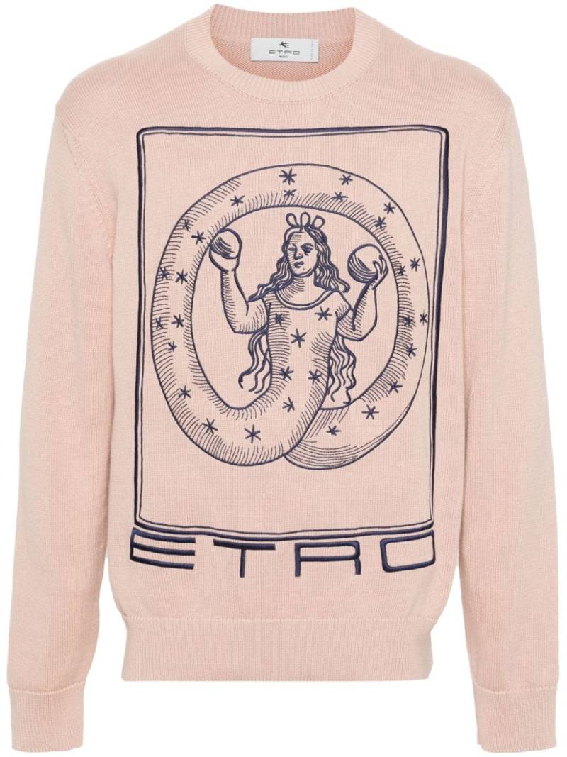 ETRO motif-embroidered cotton jumper - Pink von ETRO