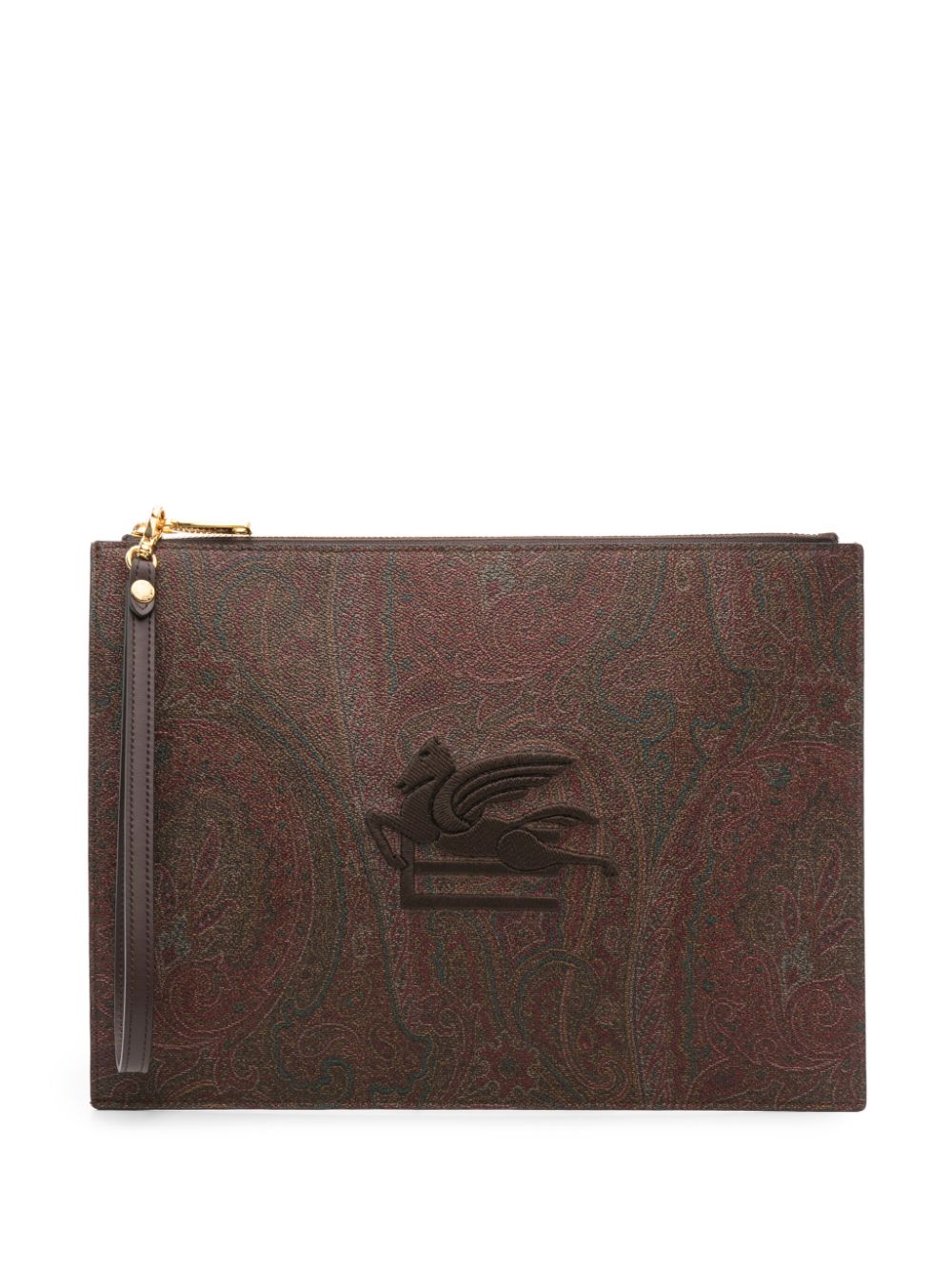 ETRO paisley-jacquard clutch bag - Brown von ETRO