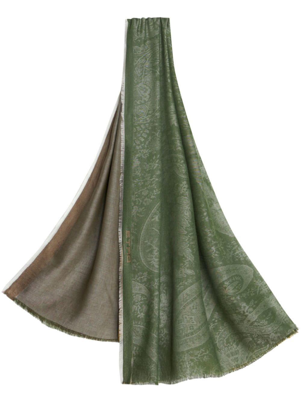 ETRO paisley-jacquard frayed scarf - Green von ETRO