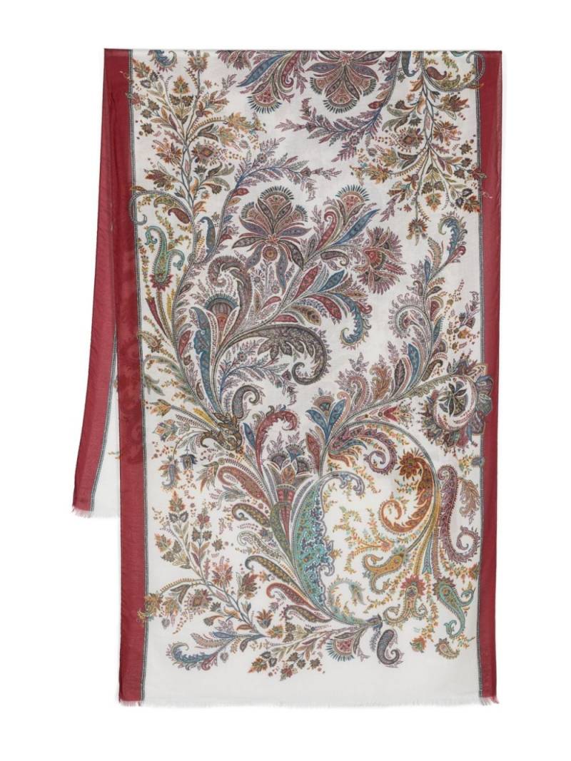 ETRO paisley-jacquard frayed scarf - Red von ETRO